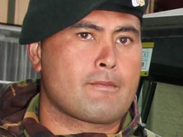 File photo of former Lance Corporal Ko Rutene, (also known as Ngati Kanohi Te Eke Haapu) presently detained in Casurina Maximum Security Prison in Perth because he failed character tests as a memeber of the Rebels Motorcycle Club, photographed on a cordon around the central city after the 6.3 earthquake, Chritschurch, New Zealand, Tuesday, February 22, 2011. Credit: Pam Johnson/SNPA