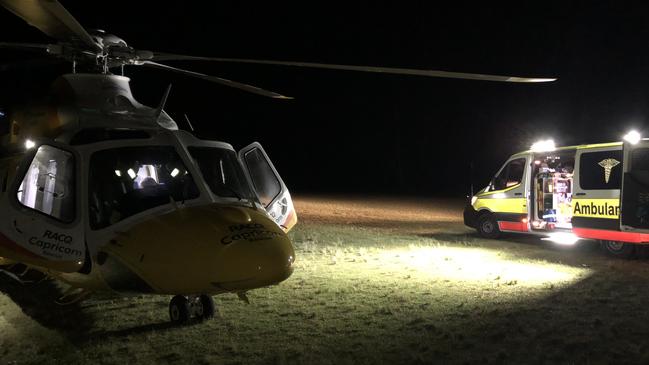 A man in his 50s was flown to Rockhampton Hospital after a crash at Euleilah.