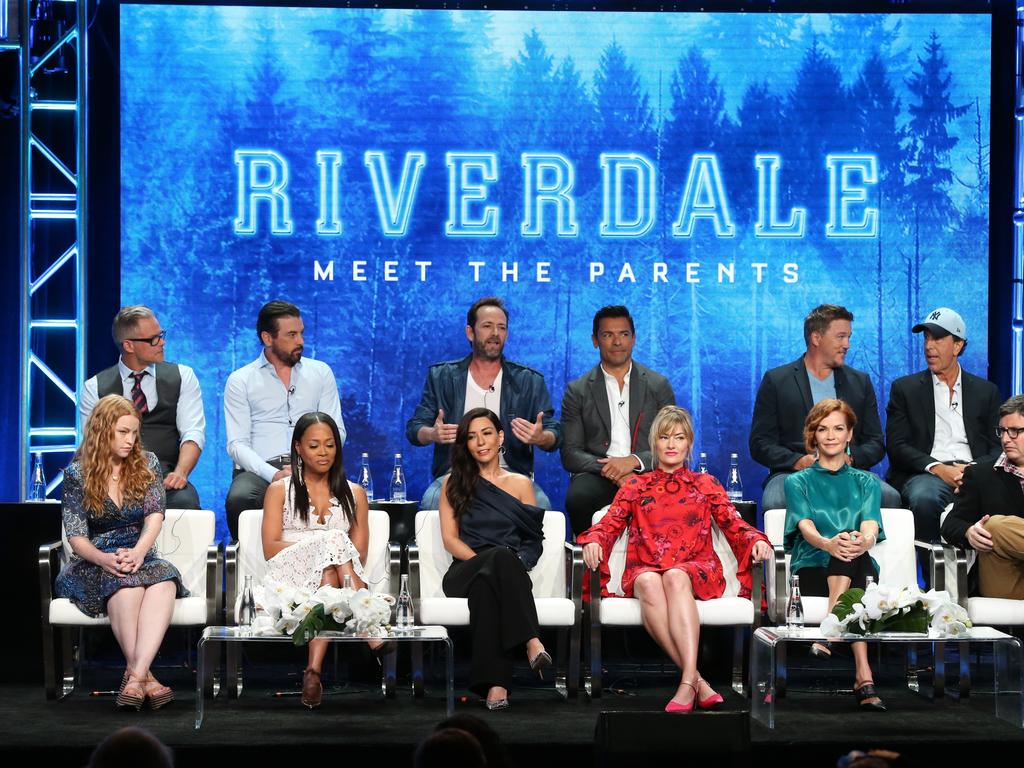 The cast of “Riverdale” speak onstage at the CW Network portion of the Summer 2018 TCA Press Tour in 2018. Picture: Frederick M. Brown/Getty Images