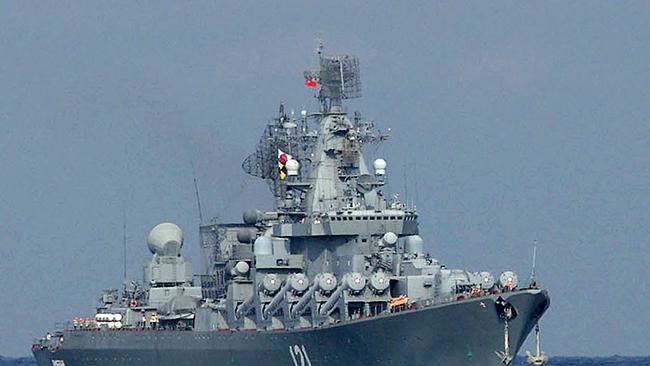 The Moskva missile cruiser, former flagship of Russian Black Sea Fleet, entering Sevastopol bay in 2013. Picture: AFP.