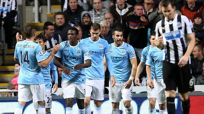 Manchester City's Alvaro Negredo celebrates a goal against Newcastle.