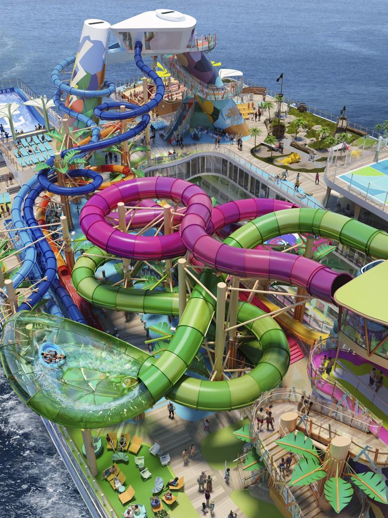 There are six different water slides on board the ship. Picture: Royal Caribbean