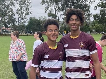 Treyvon and brother Kadin after an AIC First XV game in 2022.