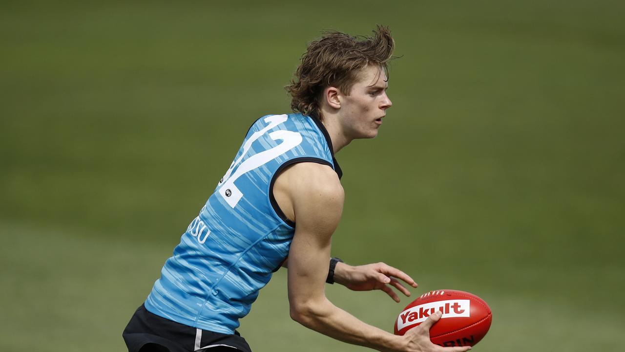 Eyre spent two years at Essendon after he was selected with pick 39 in the 2020 draft. He didn’t play an AFL game but moved to Collingwood’s VFL side in 2023 and played nine games after recovering from the hamstring injury. Picture: NCA NewsWire / Daniel Pockett