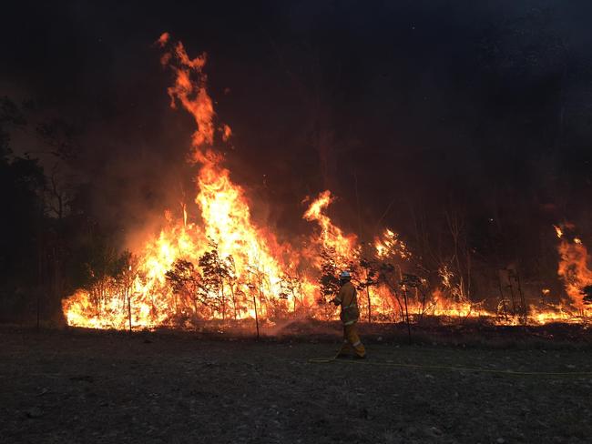 The Caves Rural Fire Service firefighter Anthony Carter shared these photos of the blaze burning at Old Byfield Rd, Cobraball.