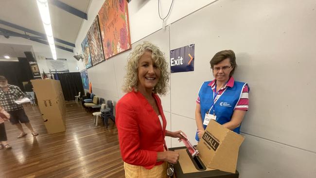 South Coast Labor candidate Liza Butler casting her vote at East Nowra Public School. Picture: Supplied.