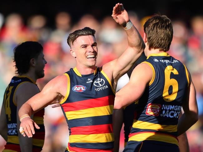 Ben Keays has a pair of early goals. Picture: Sarah Reed/AFL Photos via Getty Images