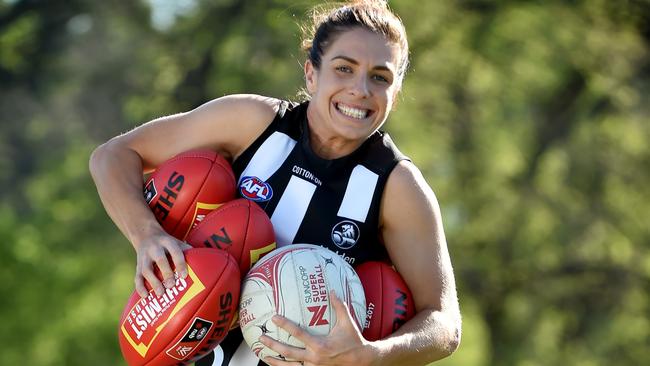 Ash Brazill plays AFLW and netball at the top level. Picture: Jay Town