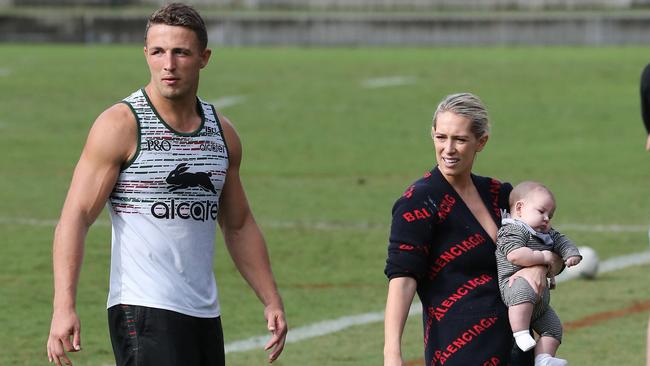 Sam Burgess and wife Phoebe at Redfern earlier this year. Picture: Richard Dobson