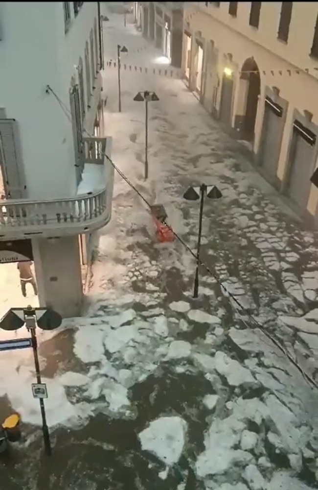 A hailstorm in Seregna, Italy, injured more than a hundred people, with an incredible “river of hail” flowing through the streets.