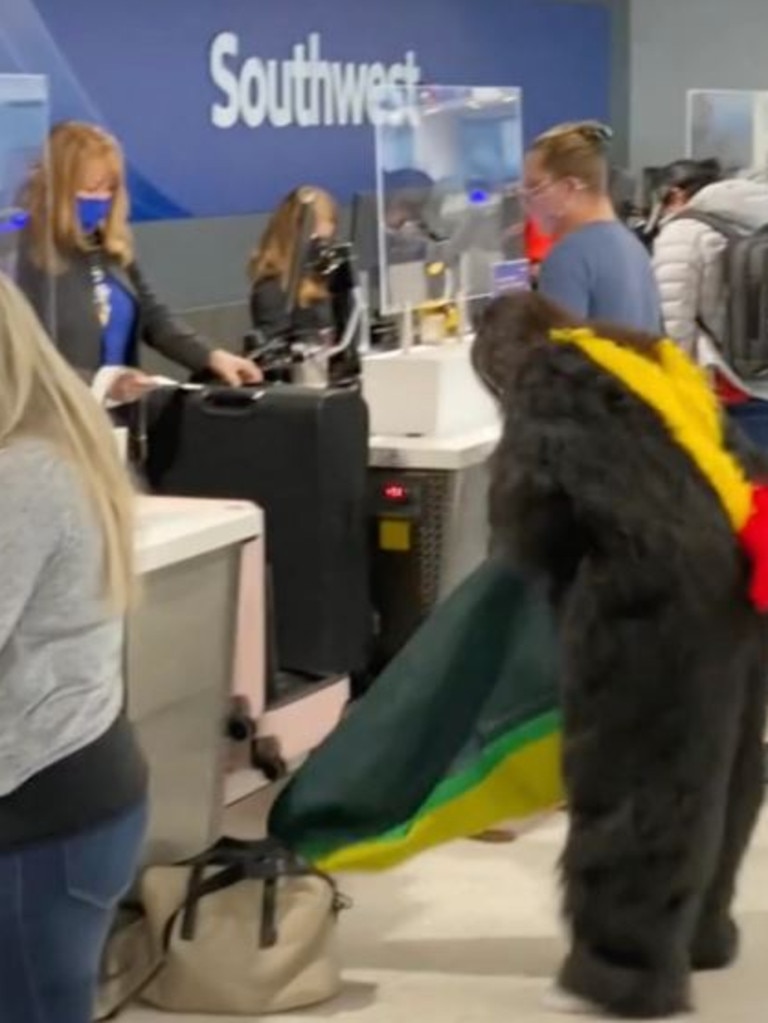 “Imagine going through security after,” online prankster Taylor Watson wrote in the clip of the seemingly staged scene.