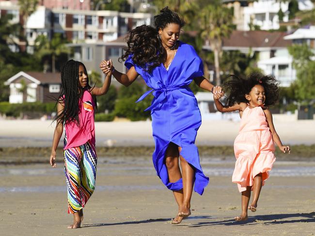 Mel B with two of her daughters, Angel, 9 and Madison, 5. Picture: Justin Lloyd