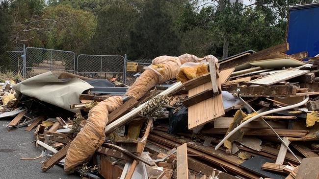 An entire dismantled house was illegally dumped in a Port Melbourne street. Picture: Supplied