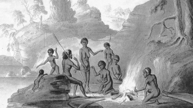 A group of Aborigines on the north shore of Port Jackson. Illustration by Thomas Watling. Courtesy British Museum