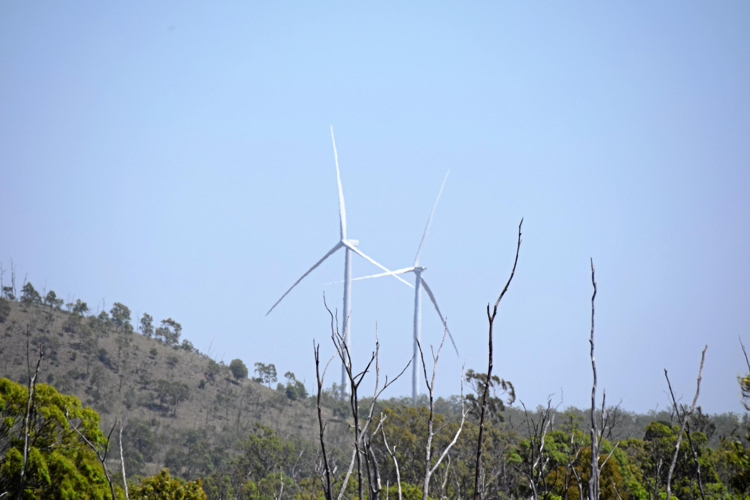 A look at the Coopers Gap wind farm with the completion of the third wind turbine only days away. Picture: Matt Collins