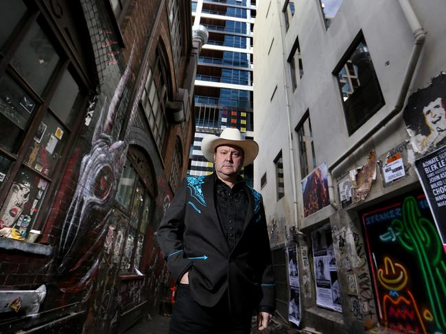 James Young, owner of Cherry Bar in AC/DC Lane, wants phones banned at gigs. Picture: David Geraghty