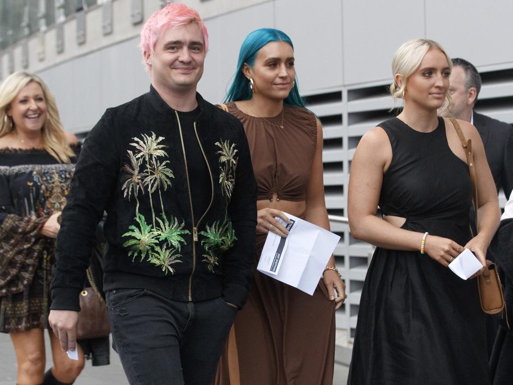 Band members from Sheppard arrived at Rod Laver Arena for the State Memorial service. Picture: David Geraghty