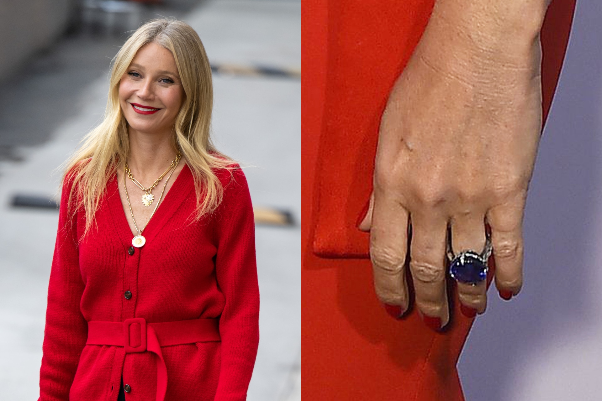 <h3><b>Gwyneth Paltrow</b></h3><p>Gwyneth Paltrow&rsquo;s 12-carat sapphire engagement ring is something to behold. Round-cut and set on a pav&eacute; band, the blue gem sits in a traditional four-prong setting.&nbsp;</p>