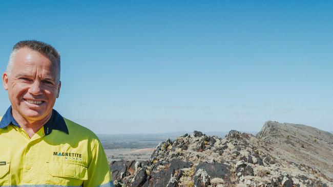 Tim Dobson, managing director of Magnetite Mines, at the Razorback iron ore deposit in eastern South Australia. Picture: Supplied