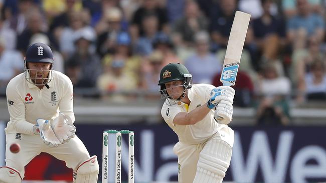 Steve Smith of Australia bats as Jonny Bairstow of England keeps wicket during day three of the Edgbaston Ashes Test. Picture: Getty Images