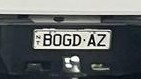 NT funny number plate, BOGD AZ. Picture: Facebook / Jack Wild