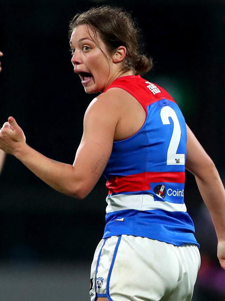 Ellie Blackburn celebrates a goal. Picture: Kelly Defina/Getty Images