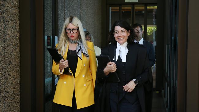 Elaine Stead leaves the Federal court with her Sue Chrysanthou in her defamation trial against Joe Aston. Picture: Jane Dempster/The Australian.