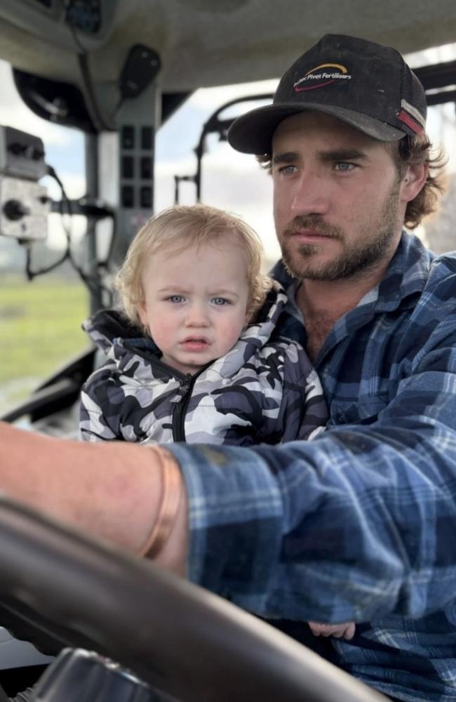 Vincent Curtain, 26, with his two-year-old son Renley. He tragically died in a crash at Woolnorth in the state's North-West a week ago. Picture: Supplied by family