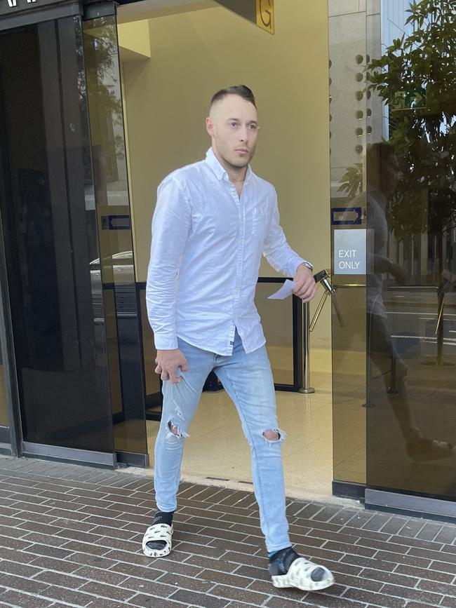 Jacob Pollard exits Parramatta Local Court.