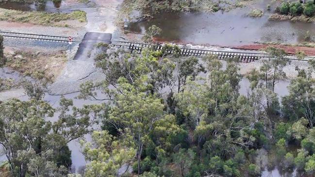 A flood-damaged section of ARTC’s Parkes-Broken Hill line.