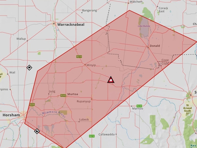 The take shelter now area as shown on the Vic Emergency Map. Picture: Emergency Victoria