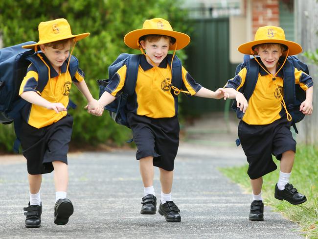 Identical triplets Leon, Grayson and Tiernan McGregor. Pic: AAP Image/Sue Graham