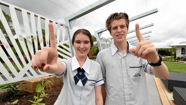 TOP OF THE CLASS: St James Lutheran College OP1 students Damica Laurie and Jude Foster.