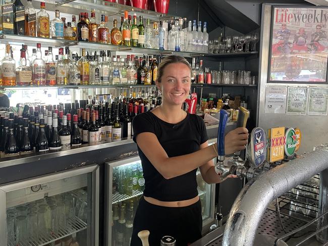 Londoner Connie Buckley working at Shuck restaurant at Main Beach, Gold Coast.  Picture: Glen Norris