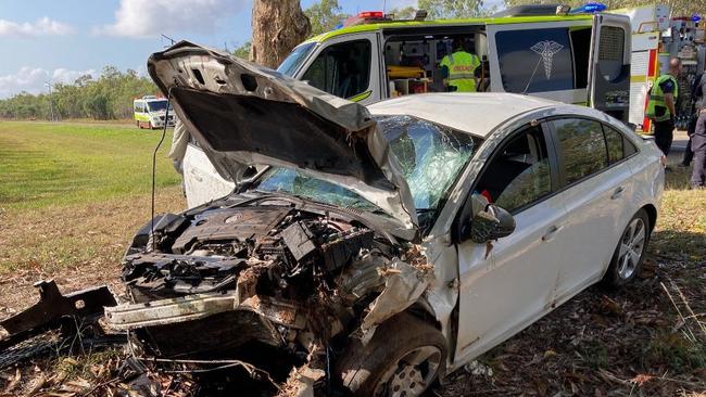 A person has been taken horror crash at Coolbie, north of Townsville.