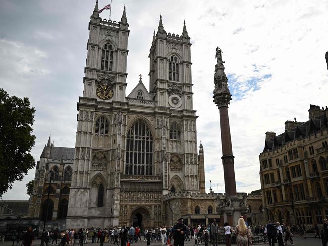 Britain’s national flag flies at half mast at the Westminster Abbey, central London on September 12, 2022, following the death of Queen Elizabeth II. Picture: Marco Bertorello / AFP