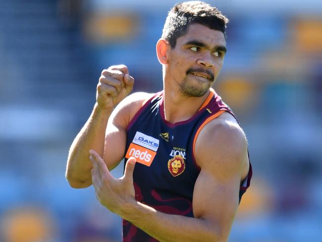 Charlie Cameron in action during Brisbane Lions training at the Gabba in Brisbane, Monday, September 2, 2019. The Lions are playing the Richmond Tigers in the first AFL qualifying final at the Gabba on Saturday night. (AAP Image/Darren England) NO ARCHIVING