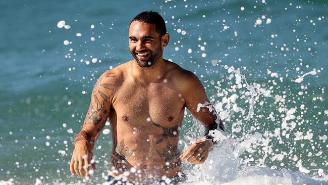 Shaun Burgoyne has a swim at the beach at Coogee in Sydney. Picture: Phil Hillyard