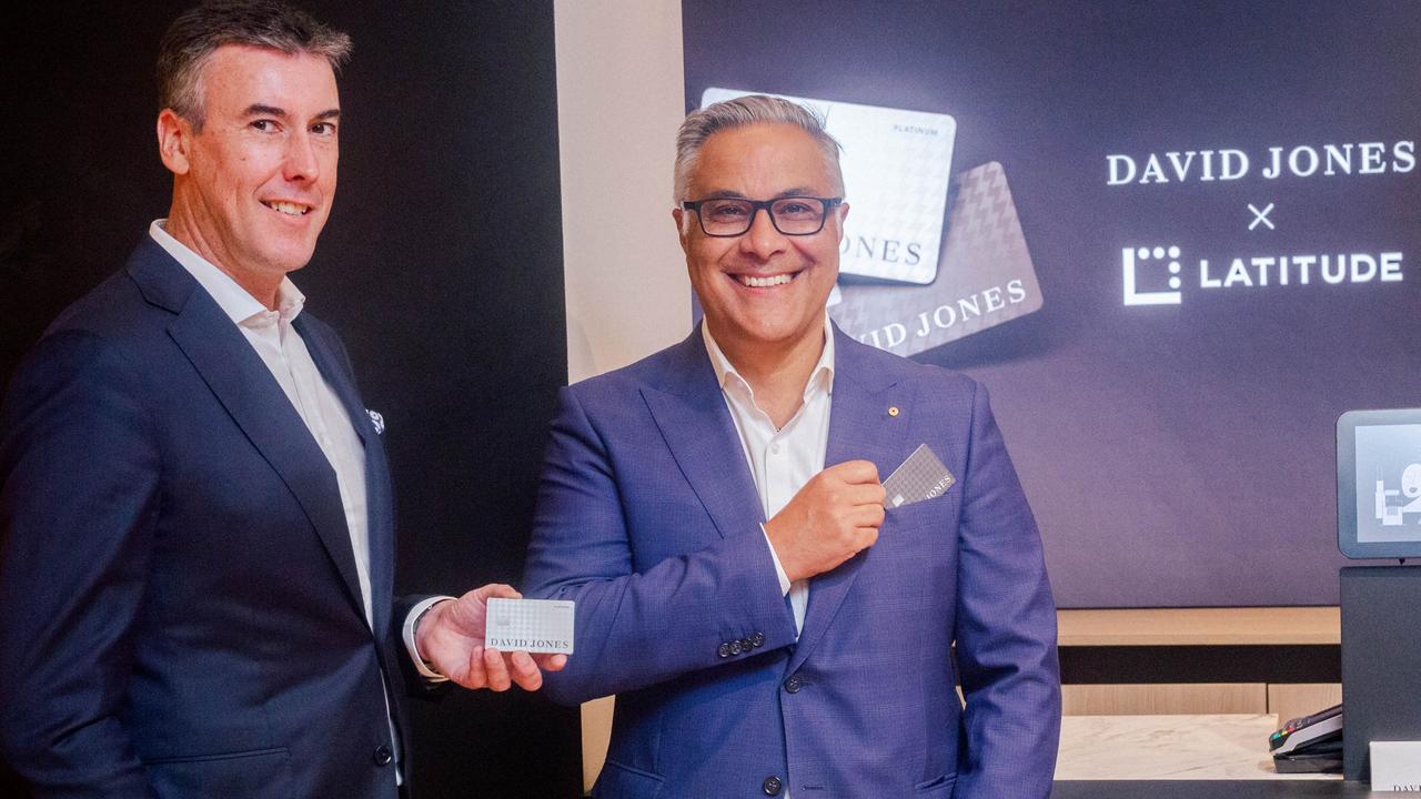 The company only recently inked a deal with David Jones. Scott Fyfe, CEO David Jones and Ahmed Fahour CEO Latitude Financial. Picture: Supplied