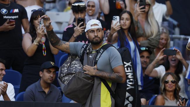 NCA. MELBOURNE, AUSTRALIA. 13th January 2025. Day 2 Australian Open Tennis at Melbourne Park. Nick Kyrgios vs Jeremy Chardya at John Cain Arena. Australian Nick Kyrgios walks onto court for his 1st round match . Picture: Michael Klein