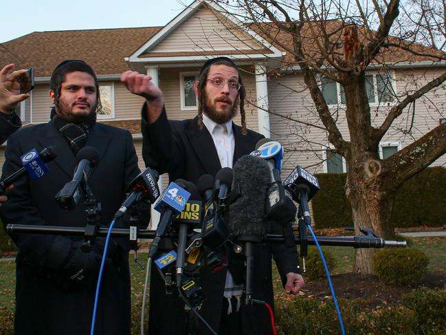 Joseph Gluck talks to the press as he describes the machete attack outside a rabbi's home during the Jewish festival of Hanukkah in Monsey, New York. Picture: AFP