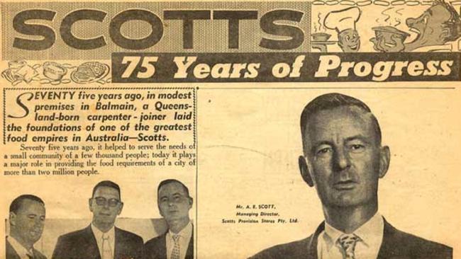 Scotts Pies, which began in a small shop in Balmain, celebrated 75 years of progress with a Daily Mirror advertorial in 1957.