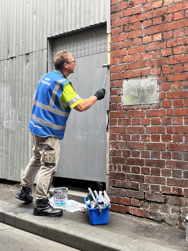 Melbourne City Council’s rapid response clean team in action.