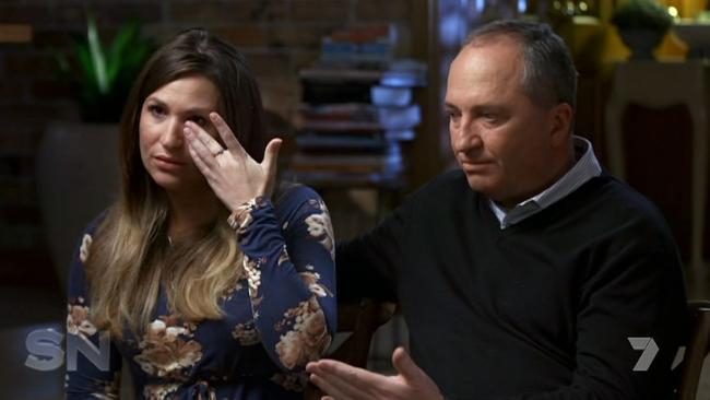 Barnaby Joyce and Vikki Campion during last night’s interview. Picture: Channel 7