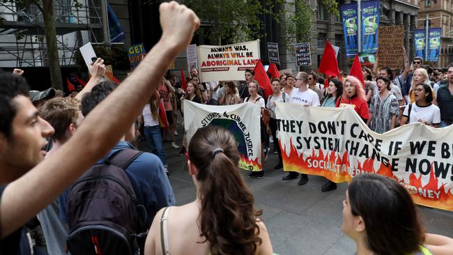 Climate protesters in Martin Place, Sydney earlier this week. Picture: Damian Shaw