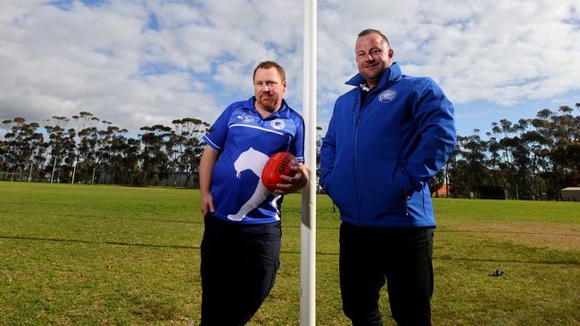 Smithfield president Ryan Hocking and football development manager Dwayne Nisbet said the Panthers are back on track. Picture: Kelly Barnes