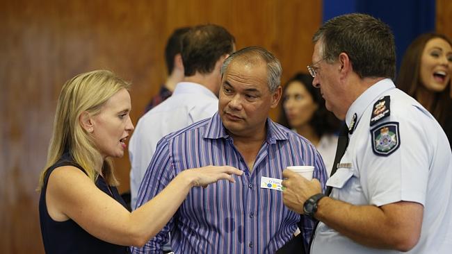 Minster Kate Jones MP and Gold Coast Mayor Tom Tate at the community cabinet meeting with Qld Police Commissioner Ian Stewart. Photo: Jerad Williams