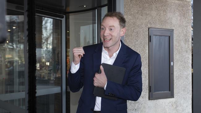 Former leader of the opposition David Spiers leaves the ABC building at Collinswood on Friday. Picture: Brett Hartwig