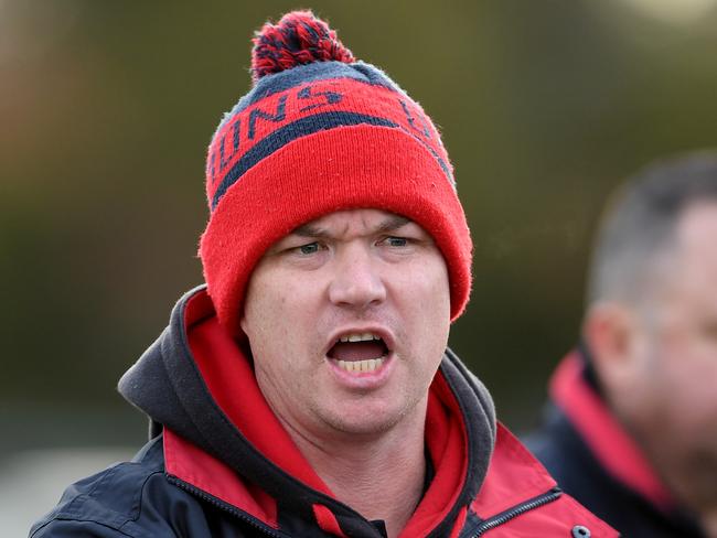 Tullamarine coach David Connell during the EDFL Tullamarine v Westmeadows football match in Tullamarine, Saturday, June 22, 2019. Picture: Andy Brownbill