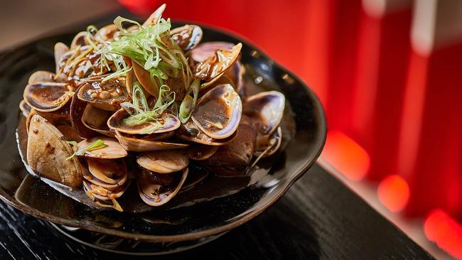 Spice Temple’s pipis with pork and Shaoxing wine. Picture: Paul McMahon